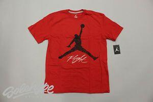 Red Jumpman Logo - NIKE AIR JORDAN FLIGHT JUMPMAN LOGO TEE T SHIRT RED BLACK 508050 695 ...