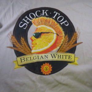 Shock Top Beer Logo - Shock Top SHOCKTOP Belgium White Beer Beige Orange T Shirt Tee Sz L