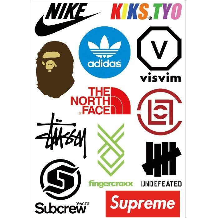 Supremem Brand Logo - Fashion Brands Supreme Bape Sneaker Logo Skateboard Laptop Sticker ...
