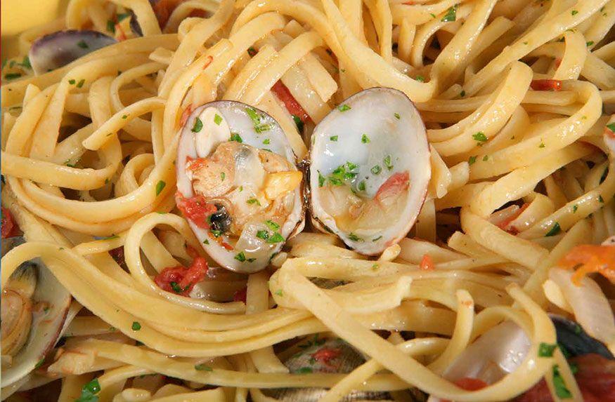 Yellow and Red Clam Logo - Nick Stellino - Linguine with Red Clam Sauce