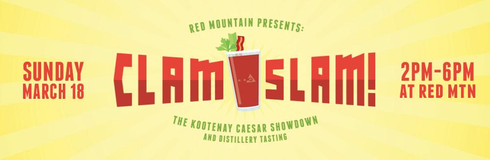 Yellow and Red Clam Logo - Clam Slam: The Kootenay Caesar Showdown. RED Mountain Resort