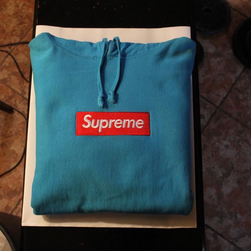Blue and Green Box Logo - Supreme red on Teal Box Logo Hooded Sweatshirt Size Medium 9/10 ...