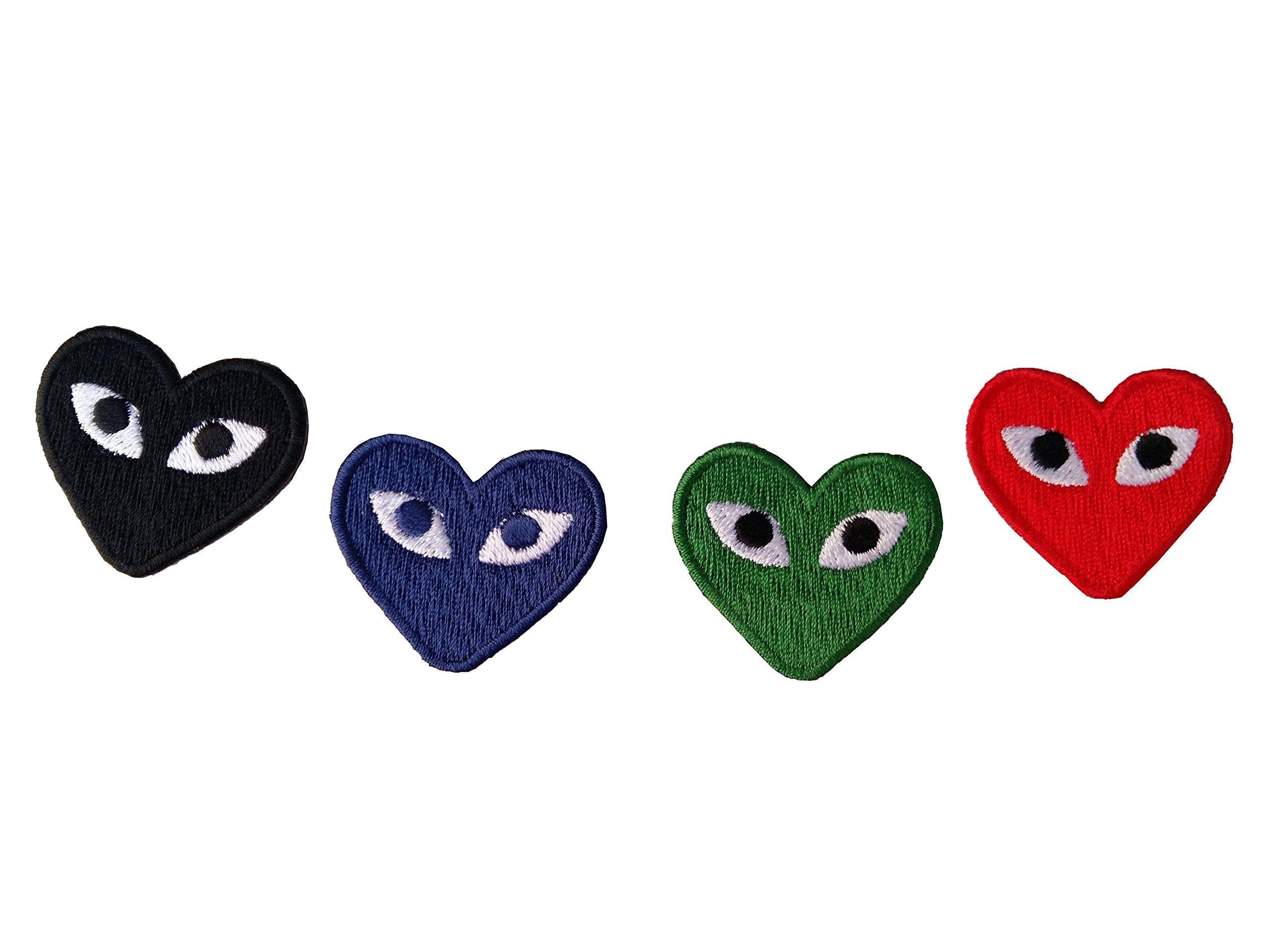 Red and Green Owl Eye Logo - Galleon PCS Love Heart CDG PLAY LOGO HEART PIN RED GREEN BLACK BLUE
