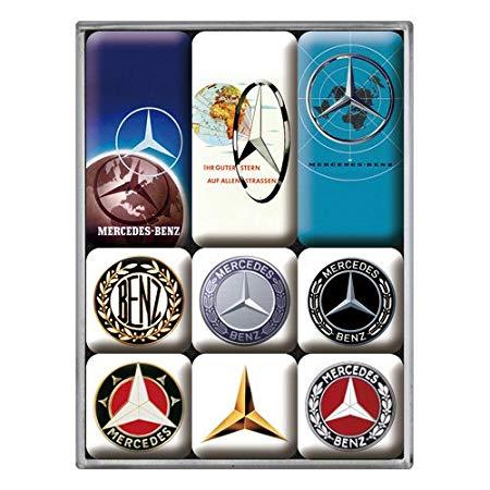 Vintage Mercedes-Benz Logo - Nostalgic Art 83103 Mercedes-Benz Logo Evolution | Retro Set (9 ...
