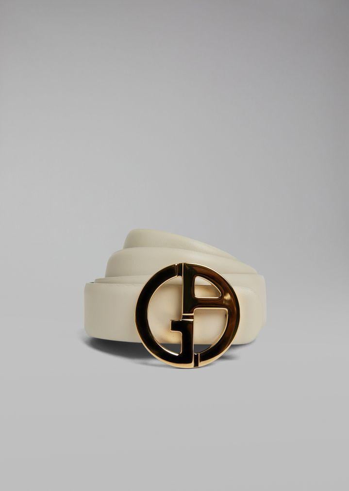Belt Logo - Reversible leather belt with metal logo | Woman | Giorgio Armani