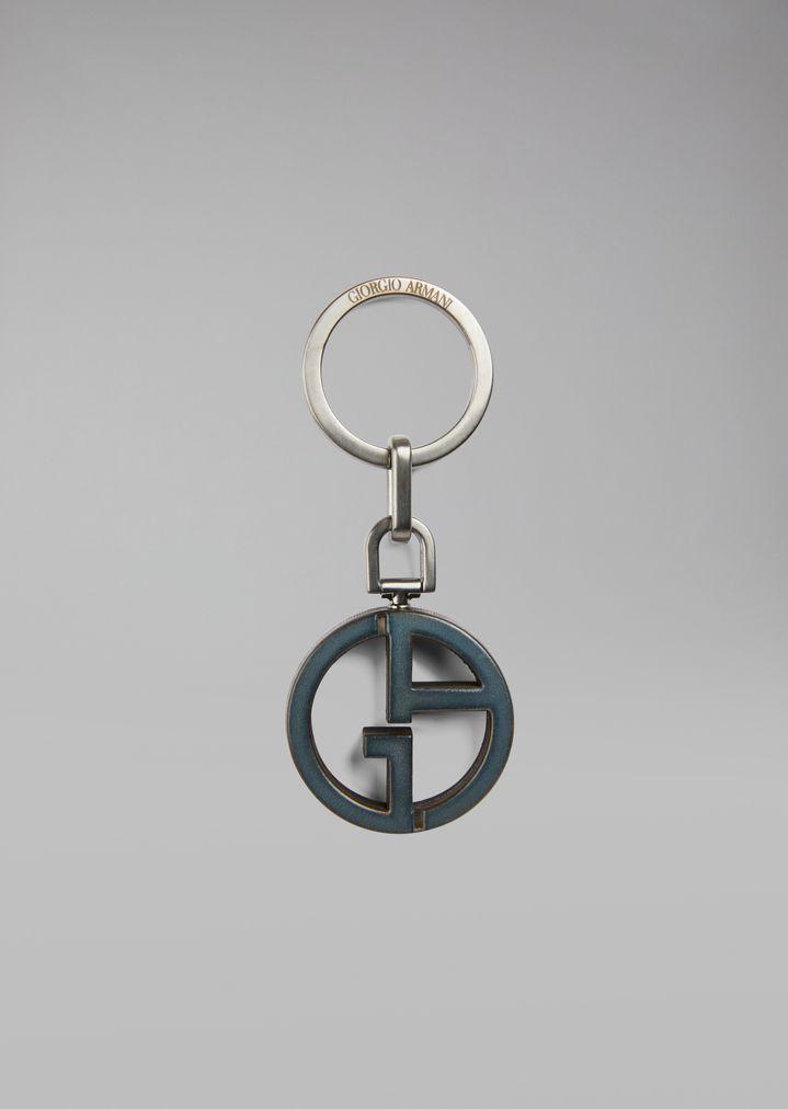 Giorgio Armani Logo - Keyring with leather GA logo