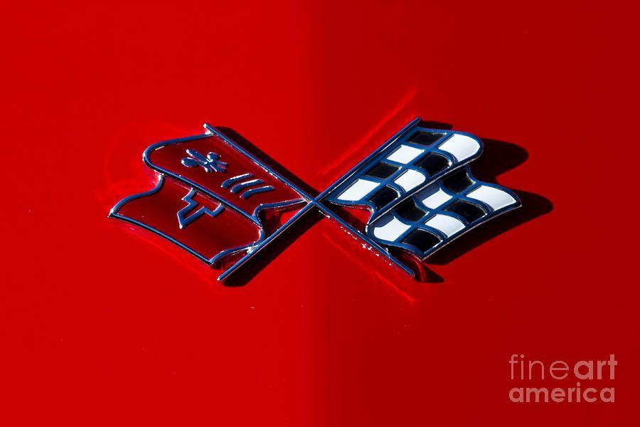 C3 Corvette Logo - Early C3 Corvette Emblem Red Photograph by Dennis Hedberg