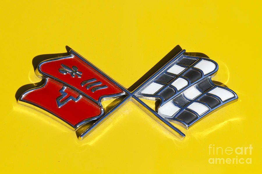 1969 Corvette Logo - Early C3 Corvette Emblem Yellow Photograph