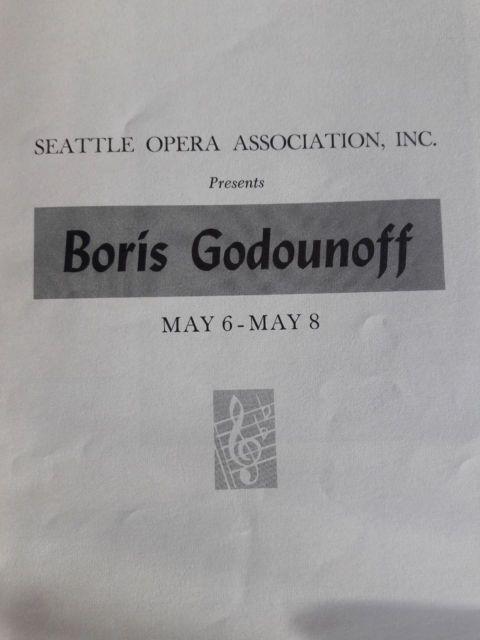 Seattle Opera Logo - 1964-1965 BORIS GODOUNOFF SEATTLE OPERA HOUSE PLAYBILL MARINA ...