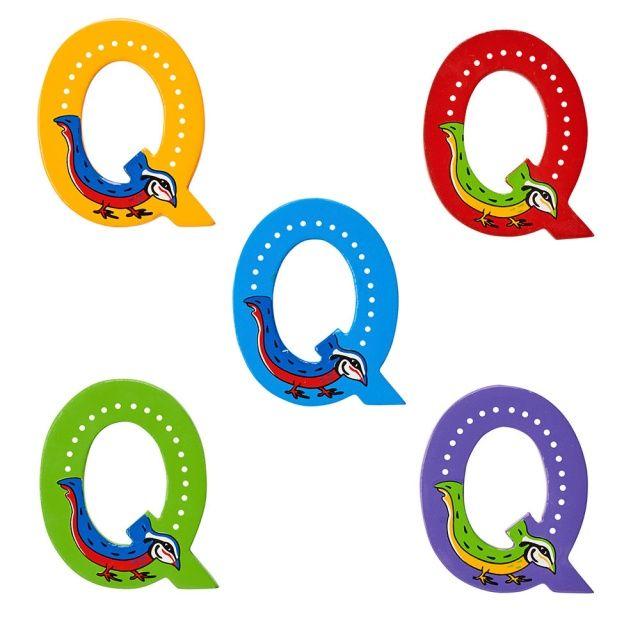 Red and Green Q Logo - Fair Trade Wooden Animal Letter Q - 5 Colourways | Lanka Kade