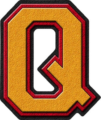 Red and Green Q Logo - Presentation Alphabets: Gold & Cardinal Red Varsity Letter Q