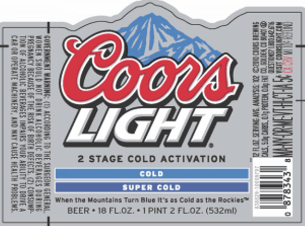 Silver Bullet Coors Light Mountain Logo - Drinking beer's tough, so let the can do the work