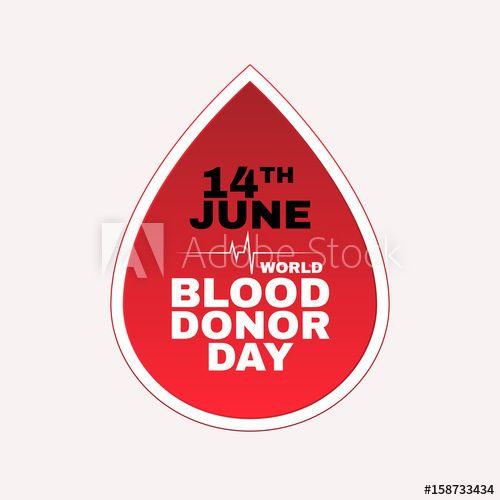 Red Drop Logo - World blood donor day vector illustration card. 14 june. Simple red
