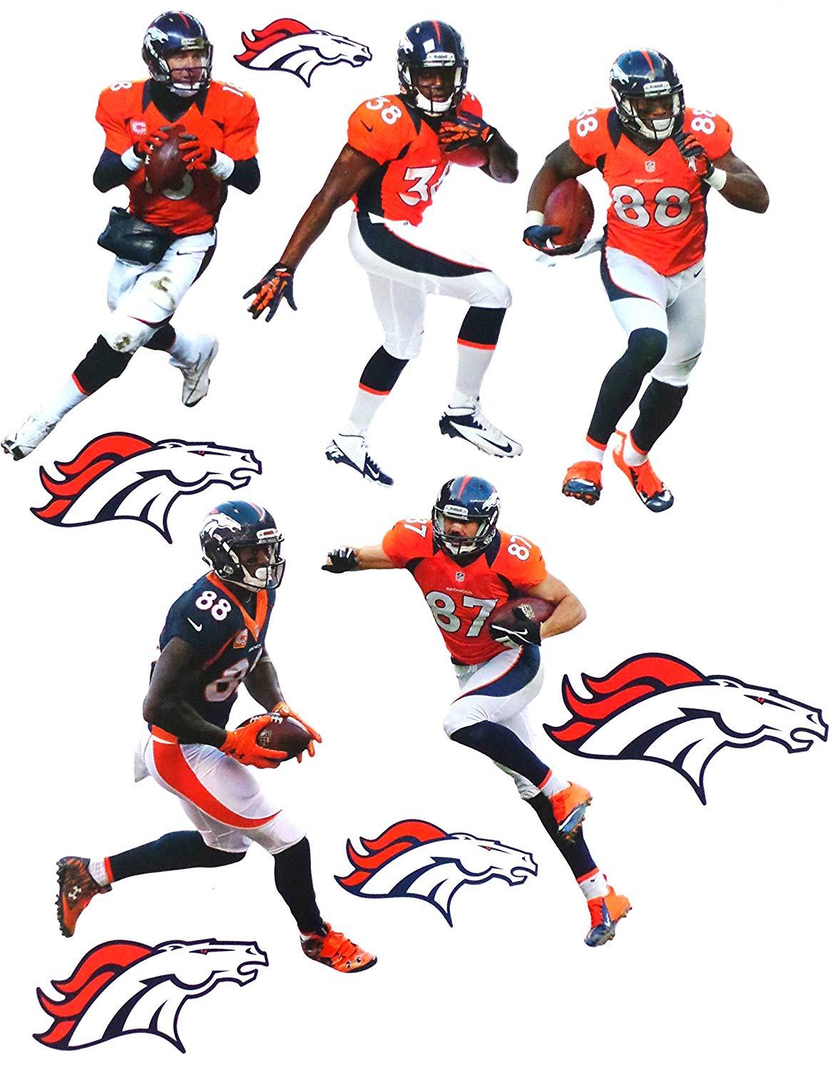 NFL Broncos Logo - FATHEAD Denver Broncos Team Set 5 Players + 5 Broncos