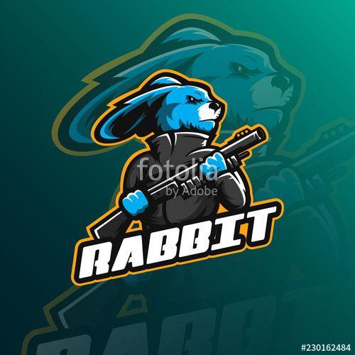 Rabbit Sports Logo - Rabbit mascot logo design vector