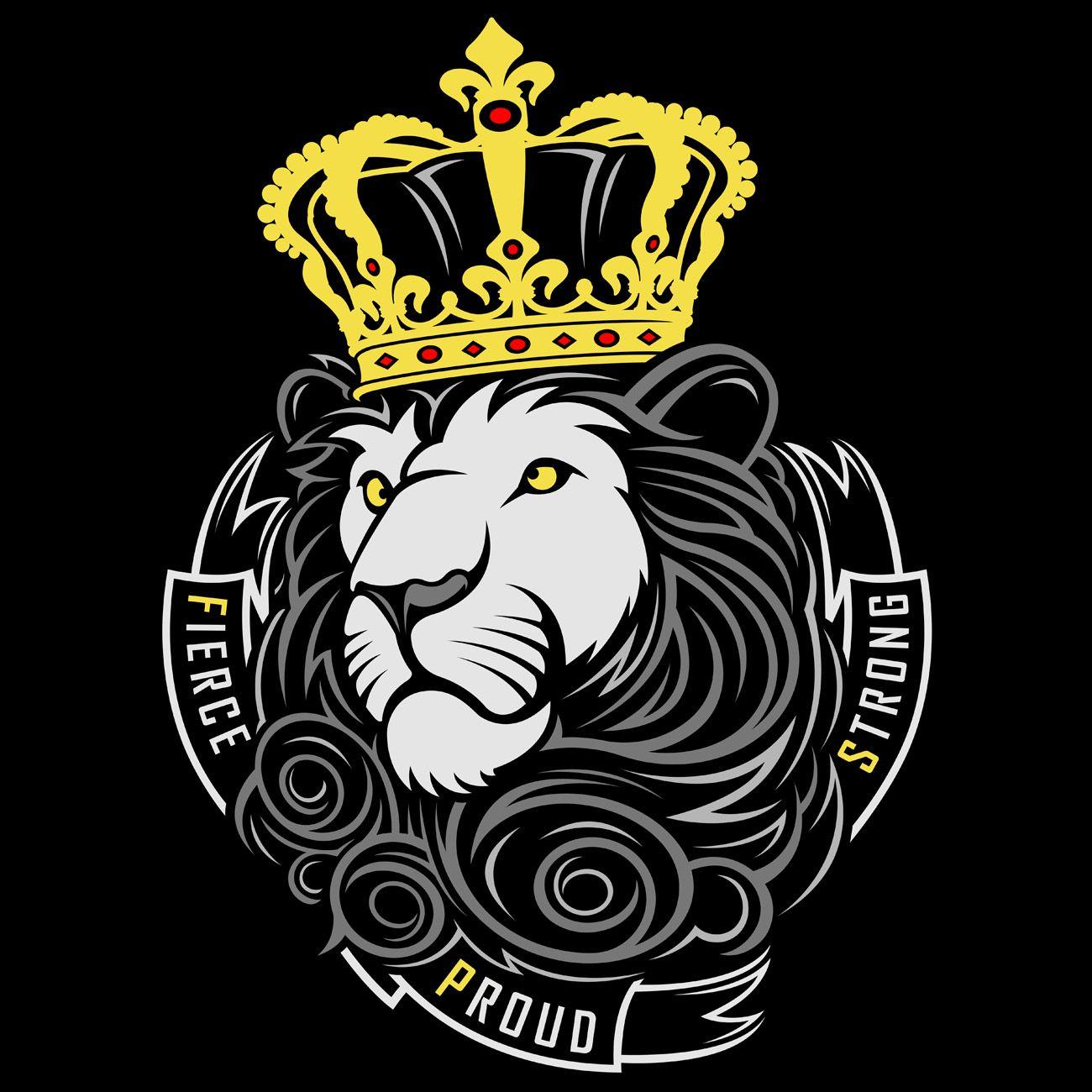 Royal Lion Logo - Stunning, Royal, King Lion Vest Top on Black - Fat Punk Studio