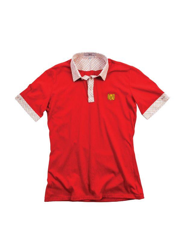 Polos with a Lion Logo - Casacorba Classic red Traveller Style Polo Shirt with short sleeves