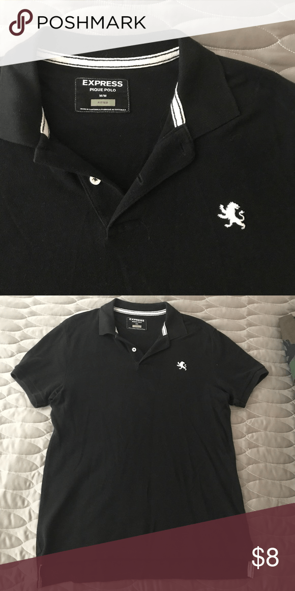 Polos with a Lion Logo - Black Express Polo with white lion logo. Lion logo, Polos and Pique