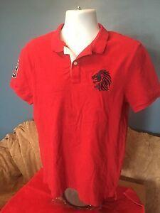 Polos with a Lion Logo - Giordano Short Sleeve L Crest Lion Polo Shirt Red Tapered Fit Large ...