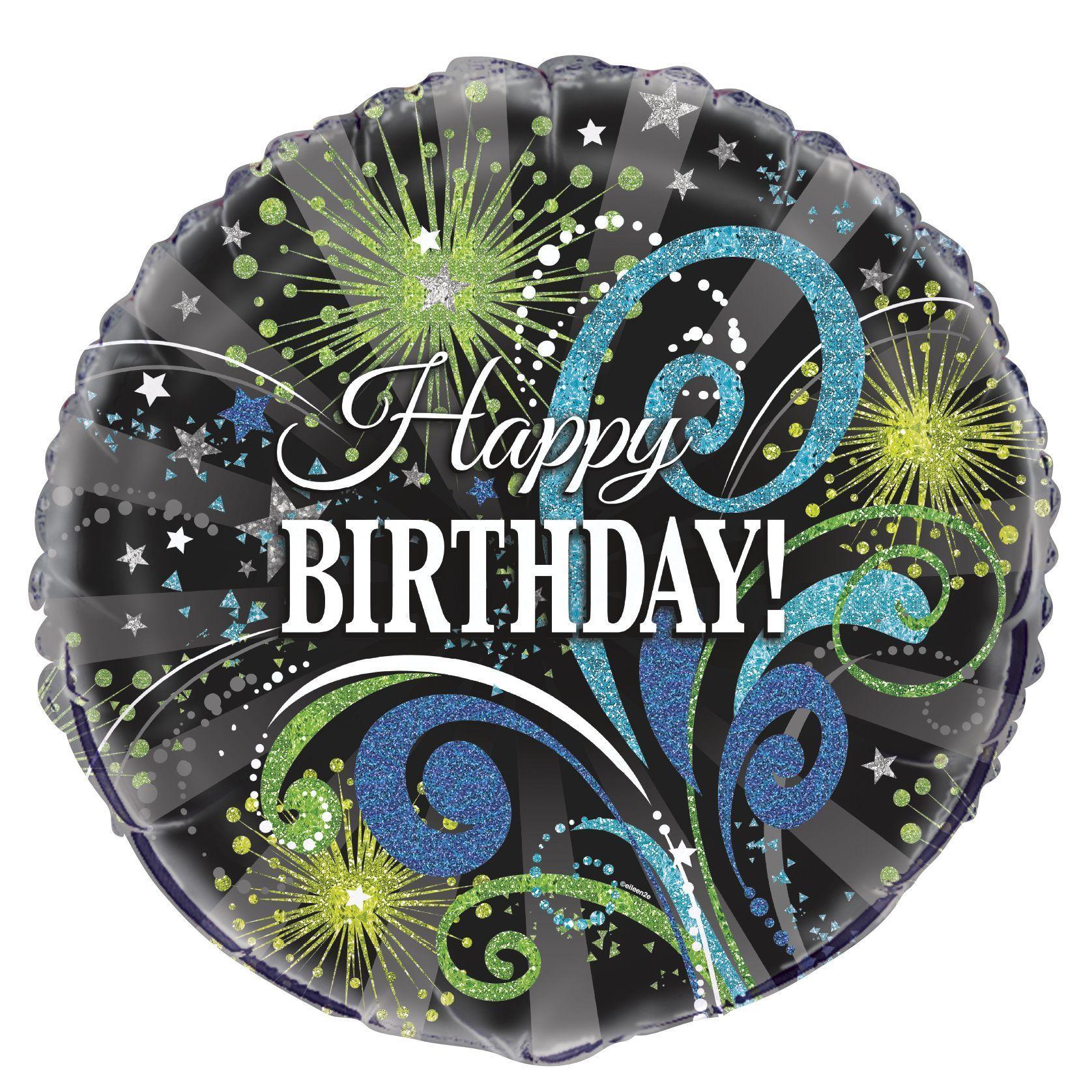 Green Swirl Eye Logo - Black Green Swirl Happy Birthday Foil Balloon