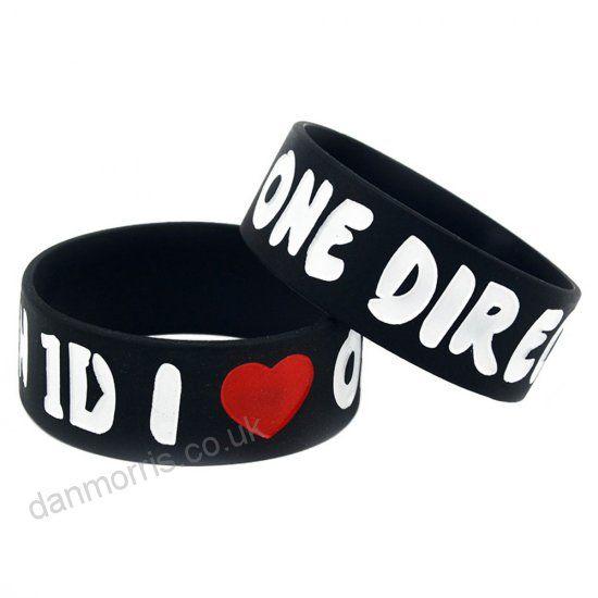 I Love One Direction Logo - OneBandaHouse 1PC 1 Inch Wide Ink Filled Logo Bracelet 1D I Love One