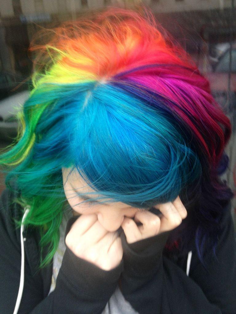 Red Yellow and Blue Ha Logo - Gorgeous rainbow hair ♥ Blue, purple, pink, red, orange, yellow ...
