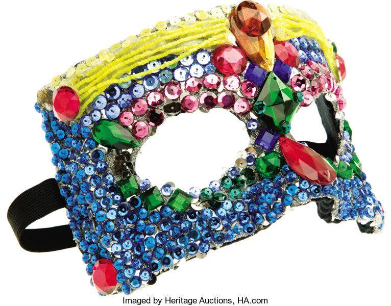 Red Yellow and Blue Ha Logo - Nolan Miller Designed Masquerade Mask in Blue, Red, Yellow,. Lot