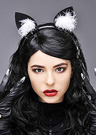 Cute Black and White Female Logo - MagicBox Cute Black and White Fluffy Cat Ears on Headband: Amazon.co ...