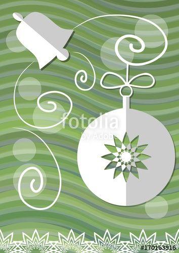 Green Wavy M Logo - Christmas decoration with paper cut xmas symbols on green wavy