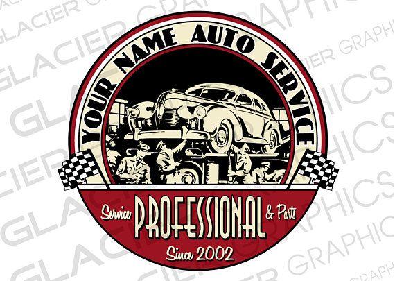 Custom Car Shop Logo - Custom Vintage Auto Shop Logo, Custom Auto Body Logo, Custom Auto ...