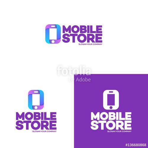 Service Shop Logo - Mobile store logo set template with phone can used for mobile shop