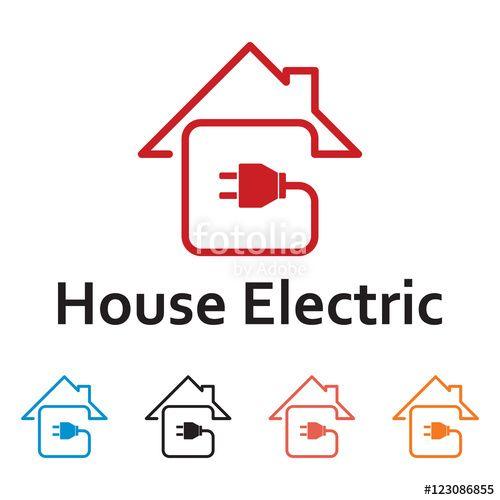 Electric House Logo - Simple House Electricity Service Logo Template Stock image