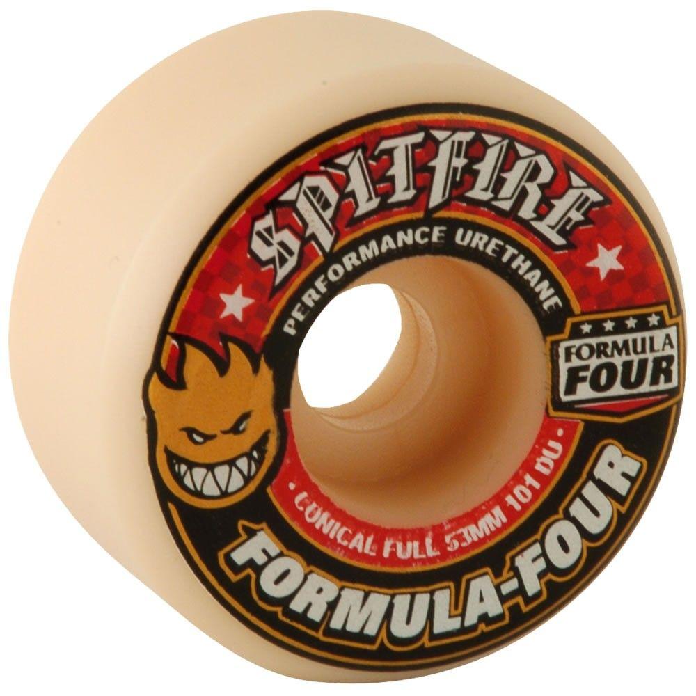 Red Spitfire Wheels Logo - Spitfire Formula Four Conical Full 53mm 101D White Red Skateboard Wheels