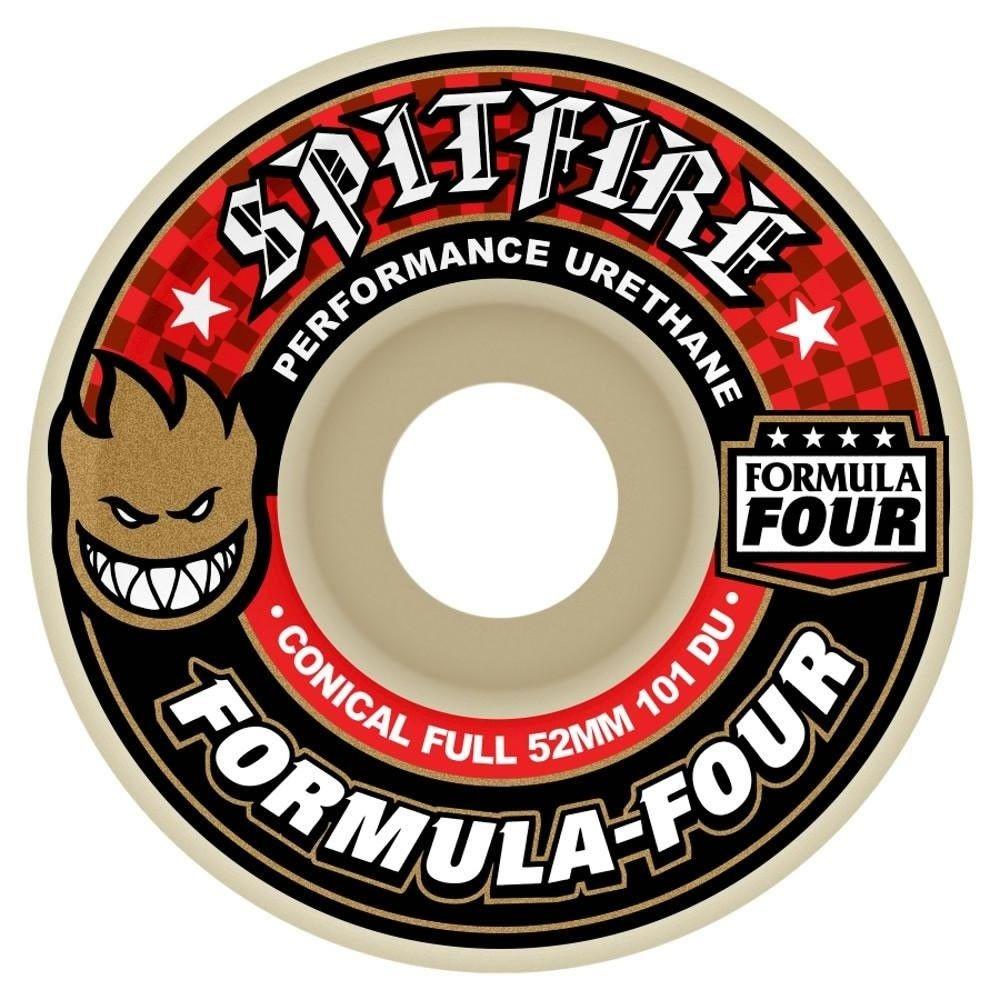 Red Spitfire Wheels Logo - Spitfire Formula Four Conical Full 52mm 101D White Red Skateboard Wheels