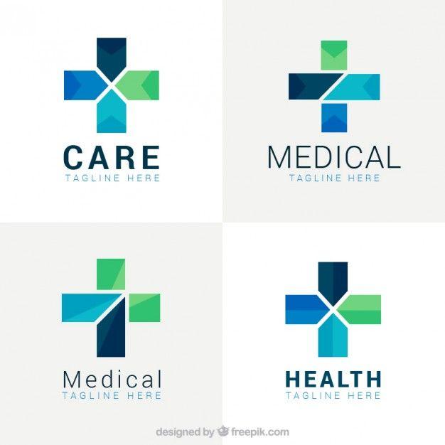 Blue Medical Cross Logo - Geometrical cross medical logos Vector | Free Download