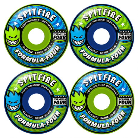 Red Spitfire Wheels Logo - Spitfire Wheels Mashup 54mm Blue Green - Breizh Rider