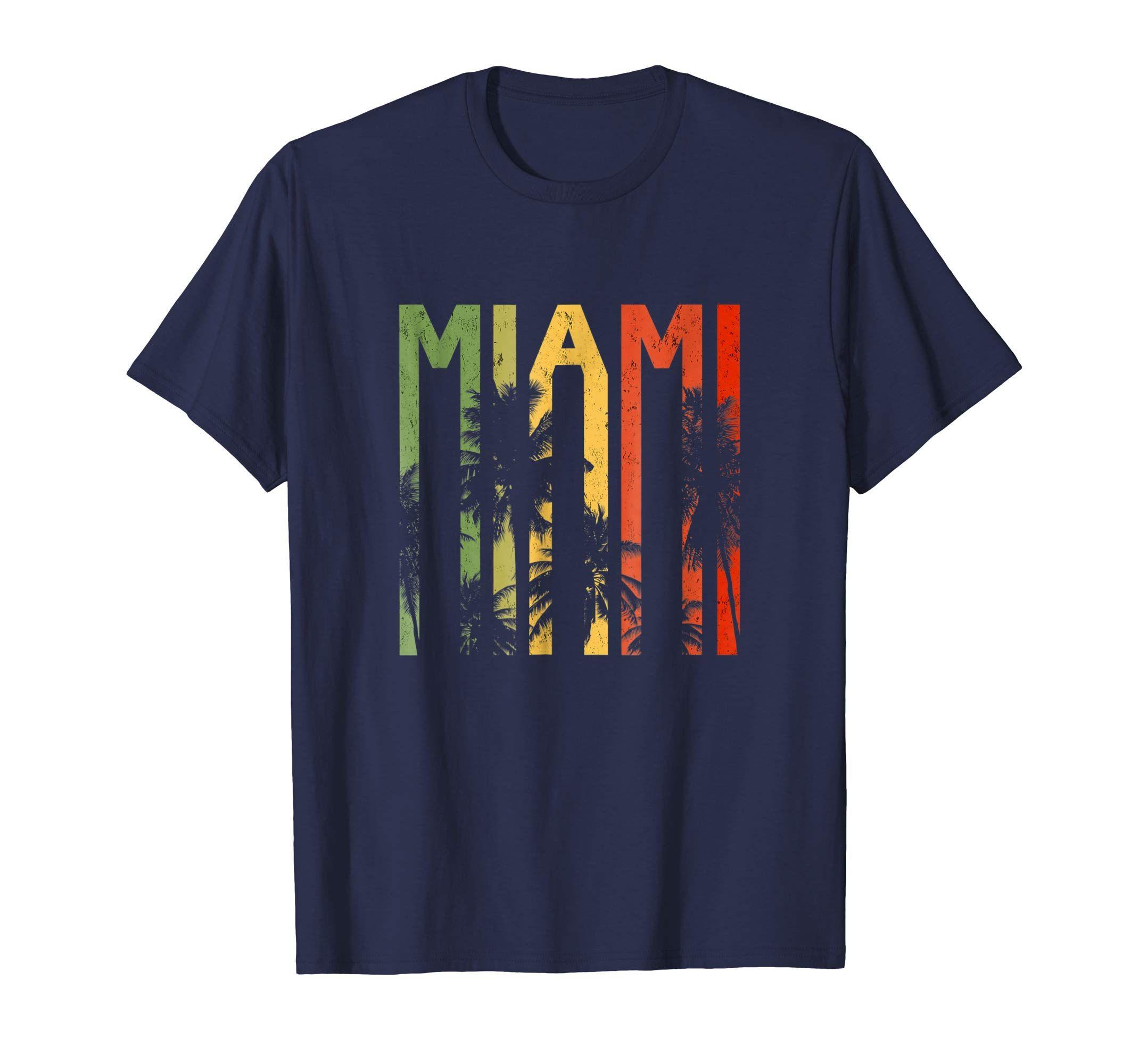 Beach Apparel Logo - Amazon.com: Miami Vacation Souvenir Shirt - Retro Beach Apparel ...