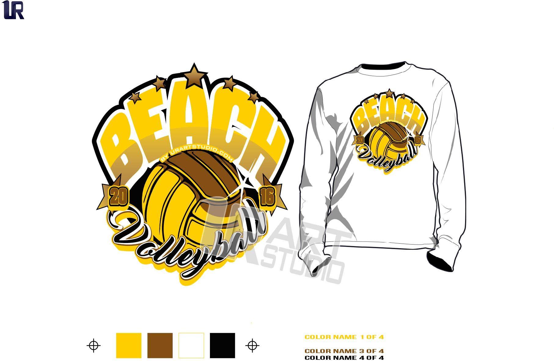 Beach Apparel Logo - DOWNLOAD Color separated Beach Volleyball vector design for print
