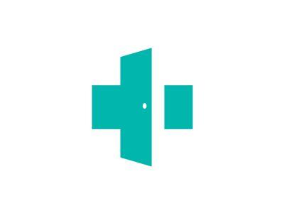 Medical Cross Logo - Open door, medical cross logo