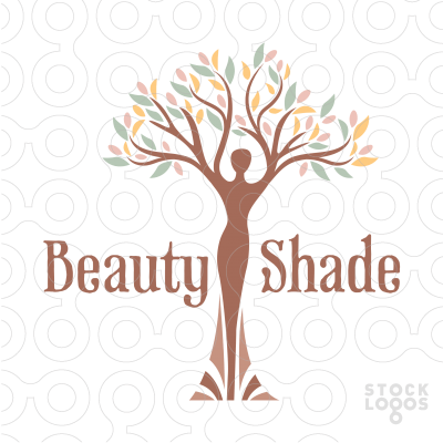 Female Tree Logo - Simple stylized woman figure that transforms into a beautiful