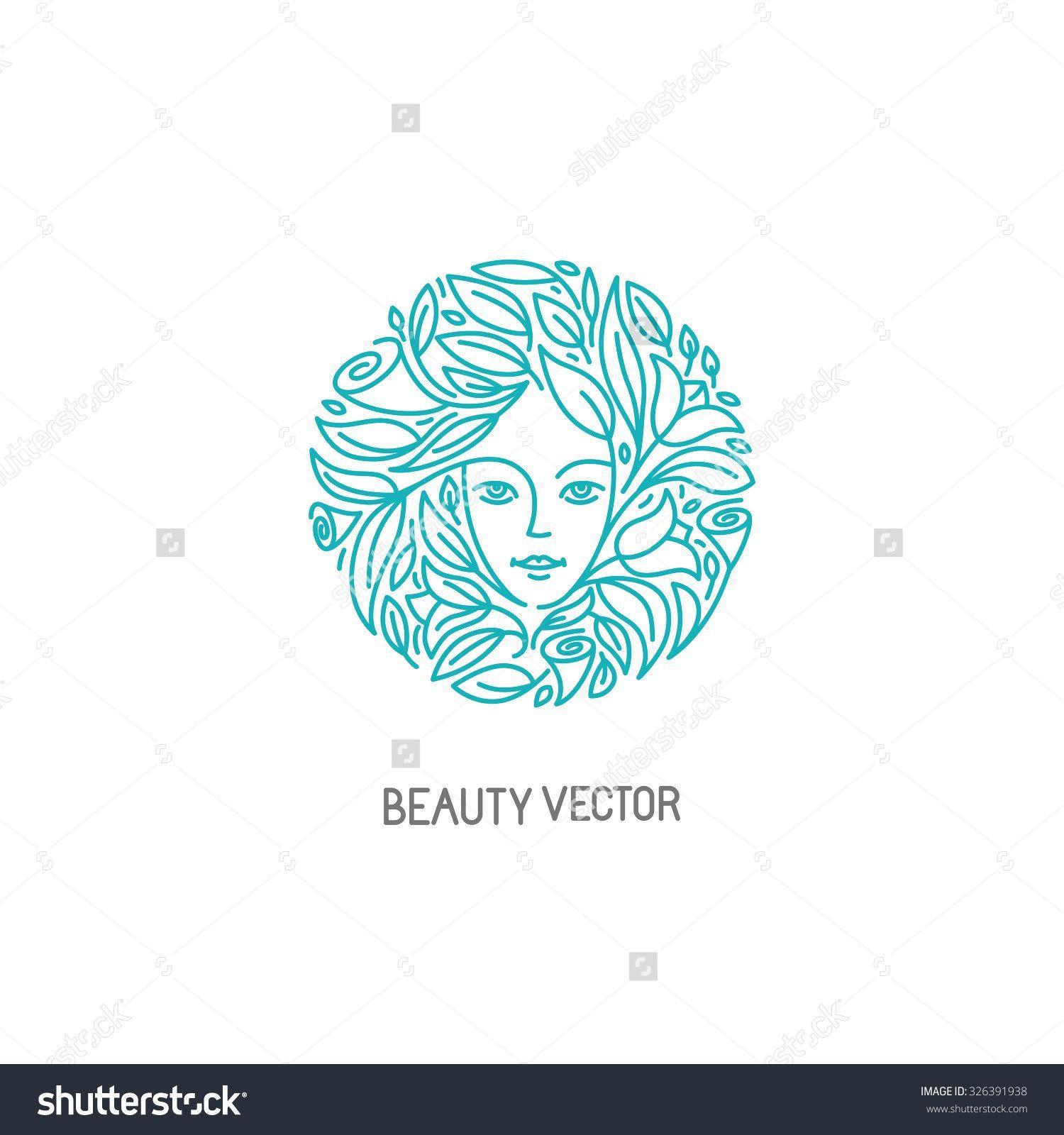 Female Tree Logo - Vector Logo Design Template In Trendy Linear Style With Female Face ...