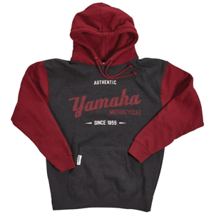 Red and Gray with an S' Logo - YAMAHA MENS GRAY RED OPEN ROADS HOODED PULLOVER FLEECE LOGO HOODY