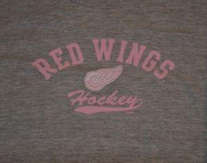 Red and Gray with an S' Logo - Detroit Red Wings Pink Logo Womens Hockey Gray T Shirt XL NHL Nice