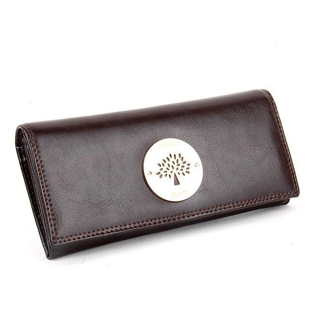 Female Tree Logo - European and American style retro women wallets oil wax leather bag