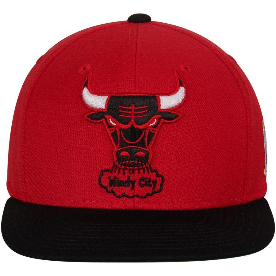 Two Red Bulls Logo - Mitchell & Ness Chicago Bulls XL Logo Two Tone Snapback Hat - Red/Black