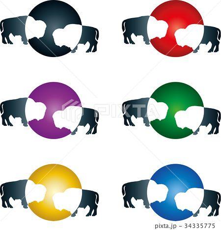 Two Bulls Logo - Two bulls, logo, animalのイラスト素材 [34335775] - PIXTA