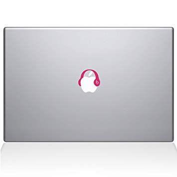 Pink Beats Logo - Beats Headphones Apple Logo Macbook Decal, Pink, Die Cut