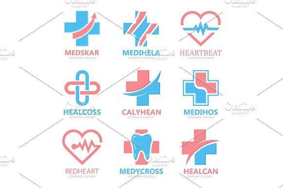 Medical Cross Logo - Set of medical cross logo. Pharmacy logo design template. Tooth logo