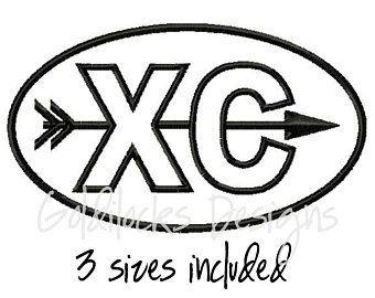 XC Logo - Cross country XC logo embroidery design in fill and outline in