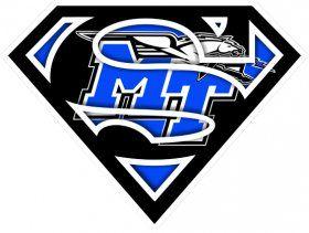 Raiders Superman Logo - middle tennessee blue raiders superman logo iron on stickers heat